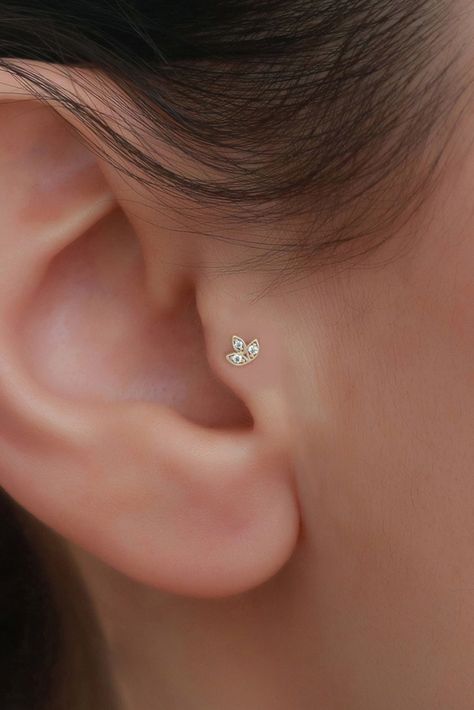 14K Solid Gold Tiny Leaf Tragus Piercing /  Handmade Flat Back Helix Piercing / 16g Labret Stud  /Cartilage Earrings by Bayar Gold * Gold KT: 14K Solid Gold * Bar length: 6 mm, 8 mm * Bar thickness: 16 gauge (1.2 mm) Follow on Instagram - @bayargold.tr My Web Site - https://www.bayargold.com * Bayar Gold is a fine jewelry company. Please do not hesitate to ask us questions. We are always here to help you. * All items are packed in the high-quality jewelry box. The gift message is available. Please let us know what to write by leaving us a note at checkout.  * Gift wrapping available.  Express shipping * United States: 4-6 business days * Canada: 4-6 business days * Europe: 4-6 business days * Australia: 4-6 business days * UK: 4-6 business days * Worldwide: 2-7 business days Want to find o Dainty Tragus Piercing, Tragis Piercing, Tragus Piercing Aesthetic, Percing Tragus, Cartilage Piercing Ideas, Tragus Gold, Piercing Lobe, Ear Piercings Tragus, Tragus Piercing Jewelry