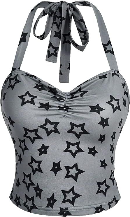 Link in pin. Grey Star Print Halter Top SOLY HUX Women's Y2k Star Print Ruched Halter Tie Back Cami Crop Top Summer Tops. Fairycore Top, Ruched Halter Top, Pinterest Wardrobe, Womens Halter Tops, Top Halter, Y2k Outfits, Summer Crop Tops, Cami Crop Top, Swaggy Outfits