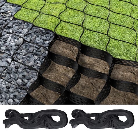 PRICES MAY VARY. Durable material:the gravel ground grid is made of durable HDPE material,Wear resistance, anti-oxidationand can be used for a long time, applied to different soil and desert and other geological conditions. Multipurpose:our gravel grid is ideal for installation on slopes or flat areas. Such as parking lot, garden, sidewalk, driveway, patio, etc. and any project that needs to bear heavy load.It is a good helper for workers. Great bearing capacity:the tensile strength of the geogr Pea Gravel Landscaping, Garden Sidewalk, Gravel Grid, Ground Grid, Driveway Patio, Reuse Old Tires, Drainage Ditch, Gravel Landscaping, Side Yard Landscaping