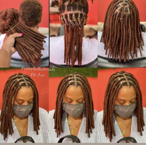 Short Artificial Locs, Artificial Dreadlocks Hairstyles, Insta Locs, Artificial Locs, Artificial Dreadlocks, Permanent Dreadlock Extensions, Coiling Natural Hair, Colorful Hairstyles, Locs Styles