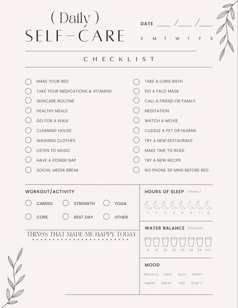 Printable & Editable Daily Planner, Self Care, Checklist, Digital Download, Organizer - Etsy Canada in 2024 | Daily reflection, Sleep tracker, Tracker Everyday Checklist, Daily Self Care Checklist, Planner Self Care, Daily Self Care, Self Care Checklist, Wellness Tracker, Habit Tracker Printable, Water Tracker, Daily Mood