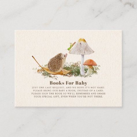 Hedgehog Mushroom, Books For Baby Shower, November Baby Shower, Baby Shower Gift Favors, Mushroom Butterfly, Butterfly Books, Baby Shower Woodland Theme, Nature Baby Shower, Butterfly Baby Shower