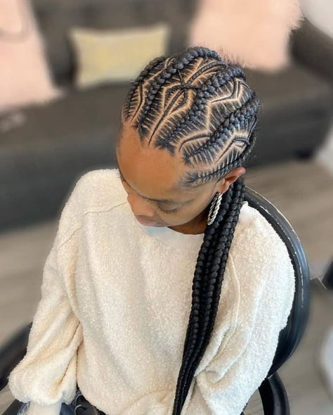 Cornrow Zig Zag, Zigzag Hairstyles, Cornrow Updo On Natural Hair, Design Cornrows, Zig Zag Braids, Kids Cornrow Hairstyles, Zig Zag Braid, New Braided Hairstyles, Hairstyles Long Hair