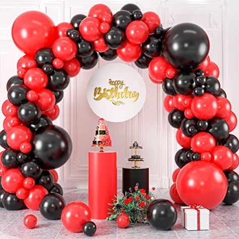 Red and Black Balloon Arch Kit, Black and Red Balloon Garland Kit, Red Black Latex Balloons Different Sizes 18/12/10/5 inch for Wedding Bridal Shower Birthday Bachelorette Graduation Party Decorations Red And Black Balloon Arch, Red Balloon Garland, Black Balloon Arch, First Birthday Balloons, Balloon Arch Kit, Black Balloon, Small Balloons, Balloon Chain, Balloon Pop