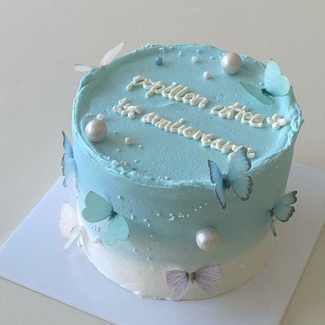 Buttercream Blue Cake, Cake Designs For Girl, Twin Birthday Cakes, 14th Birthday Cakes, Blue Birthday Cakes, Rainbow Birthday Cake, Simple Cake Designs, Funny Birthday Cakes, Mini Cakes Birthday