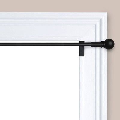 48"- 84" Twist And Shout Easy Install Curtain Rod Matte Black - Room Essentials™ : Target Round Curtain Rod, Installing Curtain Rods, Black Curtain Rods, Curtain Rod Hooks, Curtain Installation, Window Rods, Black Rooms, Tension Rod, Twist And Shout