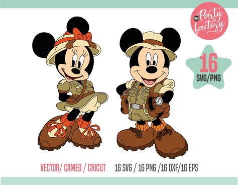 Themed Centerpieces, Mickey Safari, Mickey Y Minnie, Mickey And Minnie, Disney Christmas, Mickey And Friends, Eps Vector, Digital Image, Cricut