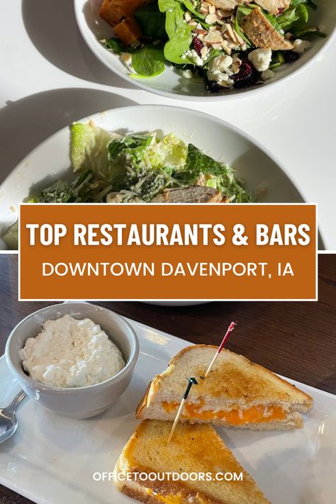 Discover the top culinary delights in downtown Davenport! From trendy bars to gourmet restaurants, experience the best dining options the heart of the city has to offer. Don't miss out on these must-visit restaurants and bars. #DowntownDavenport #QuadCities #DavenportDining #DavenportIowa travel blogger | iowa | midwest travel | quad cities | davenport iowa | food guide | date night | night out Iowa Food, Trendy Bars, Davenport Iowa, Midwest Travel, Trendy Bar, Light Bites, Pub Food, Quad Cities, City Restaurants