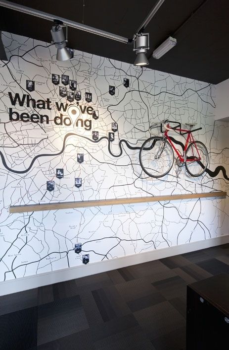 Wall Graphics Design, Office Graphics, Office Wall Design, Environmental Graphic Design, Office Branding, Bike Lane, Environmental Design, Environmental Graphics, Signage Design