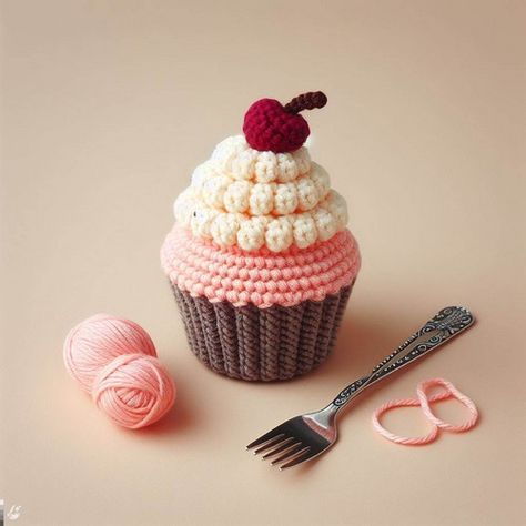 Crochet Cupcake Amigurumi Pattern Step By Step Crochet Sweets Free Patterns, Crochet Muffin Free Pattern, Cupcake Crochet Pattern Free, Crochet Cupcake Pattern Free, Crochet Muffin, Cupcake Crochet Pattern, Amigurumi Cake, Crochet Cakes, Knit Cupcake