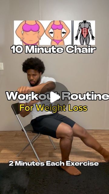 Brandon Palmer, Trainer on Instagram: "This 10 Minute Chair Workout For Weight Loss with NO EQUIPMENT will make you feel great! Chair workout has never been more fun than now. You can finally get in shape while you sit without the use of expensive equipment or going to the gym. Take a rest as needed in between each set. Aim for 30-45 second breaks. You can do this exercise 4-5x weekly as you desire. You got this. #chairworkout #homeworkout #fitness #fitnessreels #weightloss #fatloss #burncalories #workouttips #workoutroutine" Chair Work Outs Exercise, Exercise With Chair, Sitted Exercises, 28 Day Chair Workout Challenge, Chair Excercises Workouts, Chair Workouts At Home, Chair Workout Exercises, Exercise Without Equipment, Office Workout Challenge