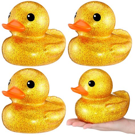 PRICES MAY VARY. Multipack Value: every package includes not just one, but 4 giant rubber ducks with gold glitter design, ensuring much fun, with multiple ducks, you can distribute them among your boys or girls or use them all in your party planning, the versatility of our pack makes it suitable for multiple uses Jumbo Sized Fun: each of our rubber duck bathroom decor is sized at approximately 7 x 5 x 5 inches or 17 x 13 x 13 cm, significantly larger than typical rubber ducks, these giant sized Rubber Duck Bathroom, Duck Bathroom, Duck Bath, Baby Shower Duck, Duck Birthday, Rubber Duckies, Podcast Cover, Quack Quack, Rubber Ducks