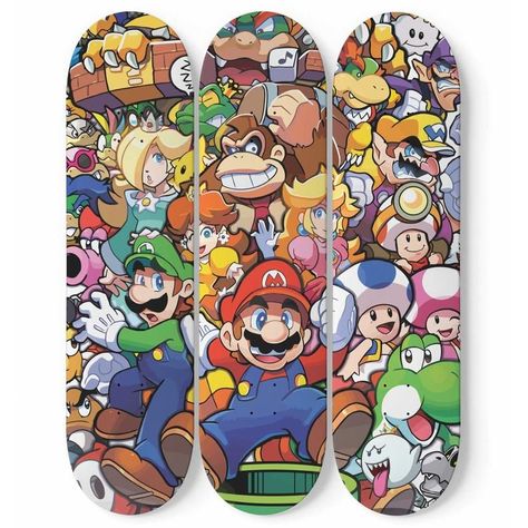 Mario Wall Art | Mario and Luigi | Mario Wall Decor | Skateboard wall art | Skateboard wall decor | Home decor ideas | Aesthetic wall art | Gifts for boyfriend | Unique gift ideas | Skateboard deck art | Skateboard deck art aesthetic | Wall murals | Wall decor | Wall decor living room | Mario Wall, Art Skateboard, Skateboard Deck Art, Cute Game, Deck Art, Skateboard Wall, Skateboard Wall Art, Urban Wall Art, Custom Skateboards