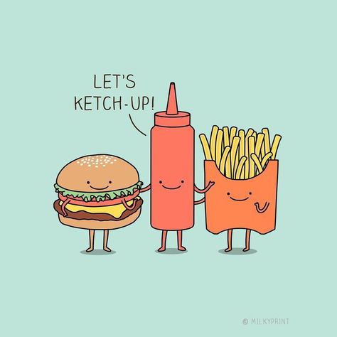 Burger Puns, Cafe Quotes, Happy Potato, Friendship Poster, Food Quotes Funny, Friendship Relationship, Drawing Happy, Burger Fries, Humour Funny