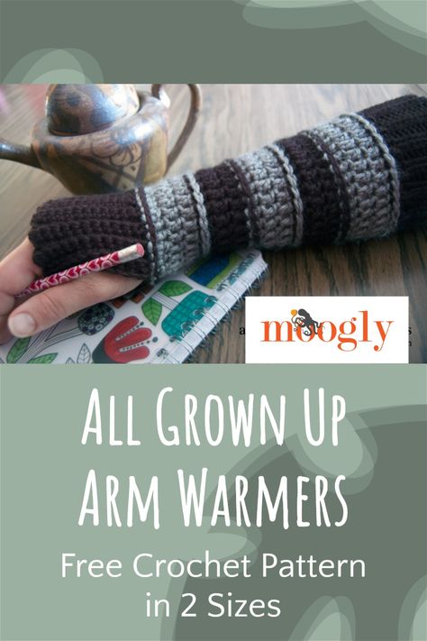 Arm warmers are awesome! Whether knit or crochet, they’re a great transition item for fall and spring, and a fantastic layering piece all winter long. And they’re perfect for cold offices and classrooms. The Small version is for people with forearms smaller than 12 inches around at the widest point, an inch or so before the elbow. The Large version is for people with forearms 12 inches or larger. Get the free crochet pattern on Moogly or snag the ad-free PDF! Crochet Arm Sleeves Free Pattern, How To Crochet Arm Warmers, Arm Warmers Crochet Pattern Free, Crochet Willy Warmer Pattern Free, Crochet Arm Warmers Pattern, Hand Warmers Crochet Pattern, Wrist Warmers Crochet Pattern Free, Crochet Arm Warmers Free Pattern, Crochet Arm Sleeves