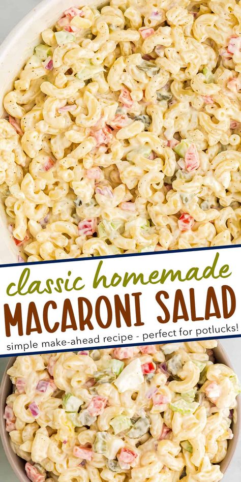 Classic Macaroni Salad - The Chunky Chef Veggie Macaroni Salad, Dressing For Macaroni Salad, Cold Macaroni Salad Recipe, Homemade Macaroni Salad, Apartment Meals, Macaroni Salads, Mac Salad Recipe, Quick Foods, Easy Macaroni Salad