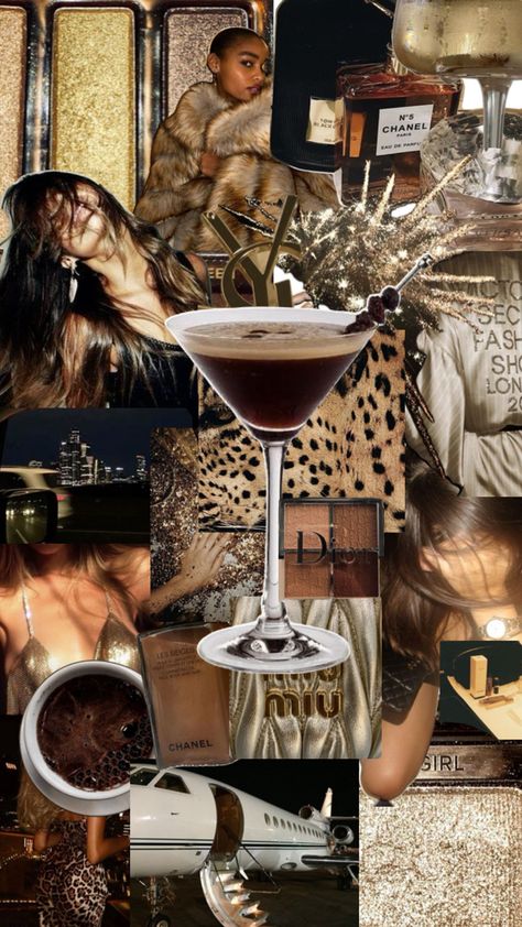 Espresso martini, luxury aesthetic, luxury life, luxury lifestyle, super rich kids, brunette aesthetic Life Luxury Lifestyle, Gold Theme Birthday, Golden Brunette, Martini Party, Brunette Aesthetic, Glam Aesthetic, Aesthetic Luxury, Magazine Collage, Super Rich Kids