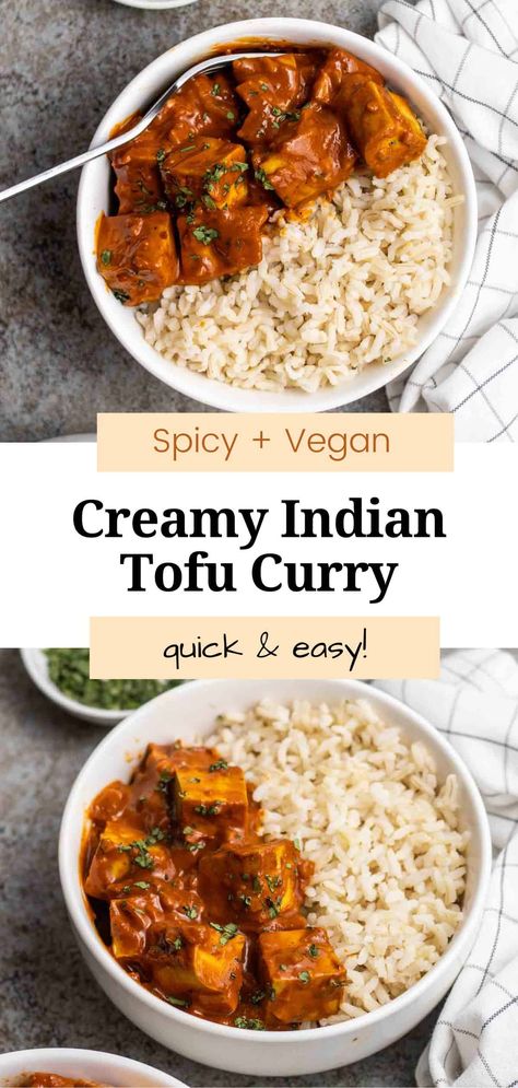 Tofu Indian Recipes, Indian Tofu, Tofu Coconut Curry, Firm Tofu Recipes, Tofu Curry, Vegan Indian Recipes, Tofu Recipes Vegan, Tofu Dishes, Vegetarian Curry