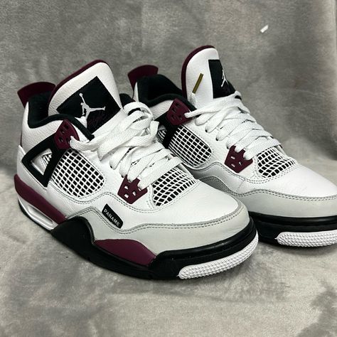 Jordan 4 Retro X Paris Saint-Germain Sneakers Size 7y Brand New Box Is Included Jordans On Women, Shoes To Ask For Your Birthday, Dream Shoe Collection, Good Shoe Game, Cite Shoes, Jordan Shoes 4, Retro 4 Jordans Outfit Women, Cute Dunks, Jordan Fours