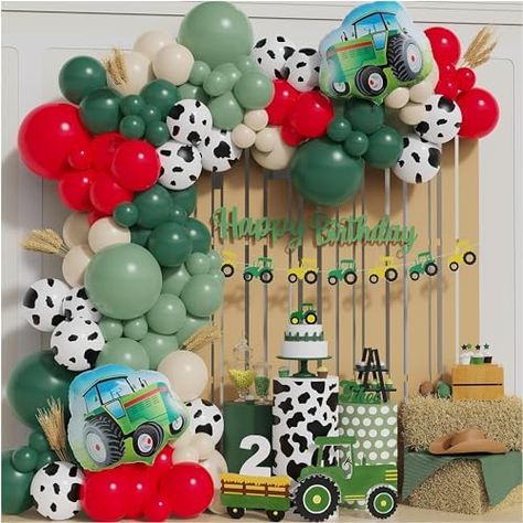 Tractor Birthday Party Decorations Diy, Tractor And Cow Birthday Party, Tractor 2nd Birthday Party, Autumn Harvest Party, Harvest Party Decorations, Birthday Autumn, Tractor Birthday Party, Cow Birthday Parties, Fall Harvest Party