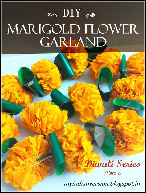 Diy Marigold Garland, Marigold Garland Decoration, Flower Toran For Diwali, Marigold Flower Toran Designs Doors, Indian Marigold Flower Garlands, Ganpati Decoration Theme, Flower Garland Diy, Decoration For Ganpati, Diwali Craft