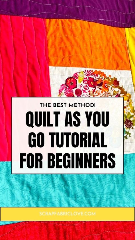 Looking for an easy quilt-as-you-go joining method? This quilt as you go technique for joining rows or blocks is so easy and there's no sashing or hand sewing required! You can do this on a domestic machine, and it's a great QAYG technique to learn. Use this quilt as you go joining method to join jumbo log cabin quilts or large row or column based quilts. For this easy rainbow baby quilt pattern (no measuring required!) and to learn how to quilt as you go, head to scrapfabriclove.com now!