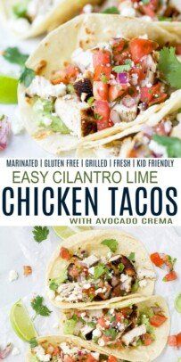 Quick & Easy Cilantro Lime Chicken Tacos | Marinated Chicken Tacos Chicken Cilantro Tacos, Chicken Tacos Grilled, Cilantro Lime Chicken Meal, Cilantro Chicken Tacos, Healthy Tacos Chicken, Mexican Adobo Chicken, Gluten Free Chicken Tacos, Low Calorie Chicken Tacos, Chicken And Cilantro Lime Rice