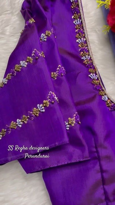 Simple Designs For Blouse, Simple Work Designs For Blouses, Knot Work Embroidery Blouse, Unique Sleeves Design For Blouse, Hand Work Embroidery Blouse, Unique Designers Aari Work, Hand Embroidery Designs For Blouses, Maggam Work Blouse Designs Simple, Simple Maggam Work Blouse Designs