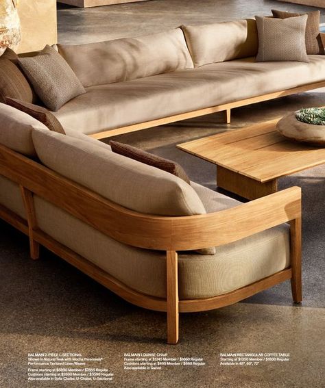 Wood Sofa Design Living Rooms, Restoration Hardware Sofa, Rh Outdoor, Green Sofa Living, Sofa Area Externa, Sofa And Chairs, Sofa Wood Frame, Minimalist Sofa, Furniture Details Design