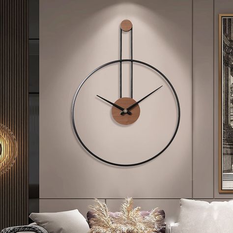 PRICES MAY VARY. 【Lightweight design】The wall clock combines walnut dial and durable metal frame, the collision of natural elements and contemporary industry, give you a different visual experience. Lightweight design for easy installation. 【Completely silent】Using high-quality and silent movement, no click sound, provide you with a quiet environment and accurate time.The giant wall clock easy to install, special back slot design, just a few steps can easily hang on the wall 【Large size】24.4''×1 Clocks For Bedroom, Large Wall Clock Decor, Giant Wall Clock, Big Wall Clocks, Large Wall Clock Modern, Clock For Living Room, Apartment Wall Decor, Decorative Wall Clock, Wall Clocks Living Room