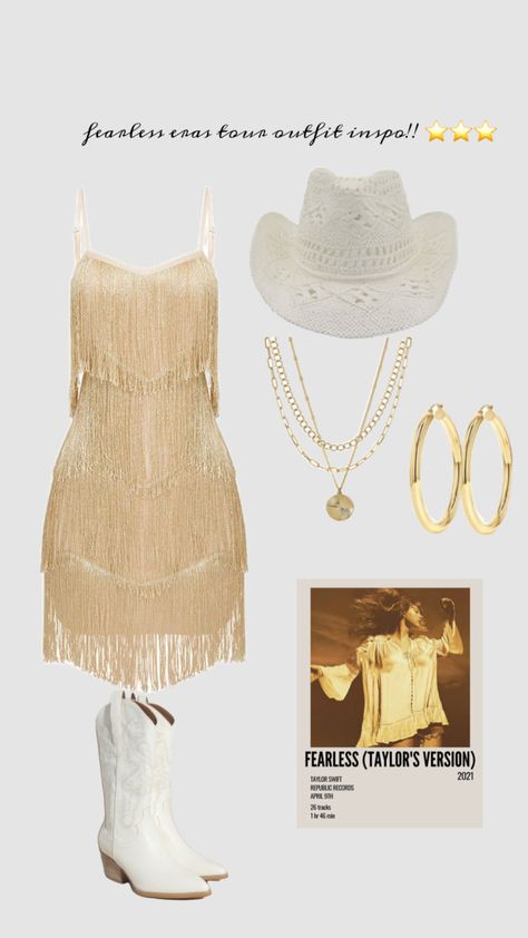 fearless outfit inspo eras tour! ⭐️⭐️ #fearless #fearlessoutfit #erastour #taylorswift Outfit Inspo Eras Tour, Fearless Eras Tour, Eras Tour Fearless, Taylor Swift Tickets, Taylor Swfit, Cowgirl Style Outfits, Taylor Outfits, Taylor Swift Party, Taylor Swift Birthday