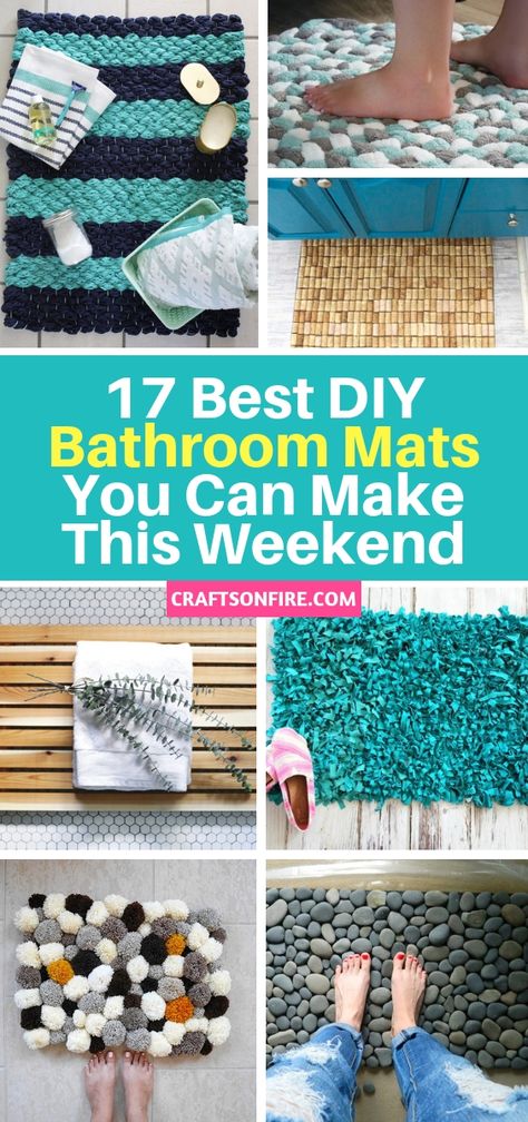 DIY bathroom mats that are so easy to make! You'll feel like you've walked out of a spar with these diy mats. Diy Bathroom Rugs, Diy Bathroom Mat, Diy Bathroom Rug, Diy Bath Mat, Bathroom Mat Ideas, Woven Rug Living Room, Easy Diy Bathroom, Bath Mat Diy, Diy Shelves Bathroom