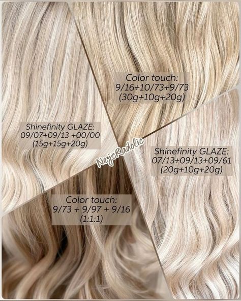 Natural Blonde Hair Formula, Wella Toner Formula, Wella Blonde Formula, Blonde Hair Swatches, Wella Shinefinity Formulas, Wella Formulas, Easy Diy Hairstyles, Butter Blonde Hair, Beige Blonde Hair Color