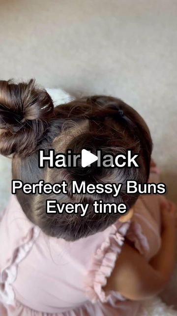 Nancy Amery on Instagram: "Hair Hack 🚨  Want to know the trick to perfect messy buns every time? Here you have it.   Any questions, pop them below 👇 and be sure to tag anyone what would find this helpful.  #hairhack #hairtutorial #hairtip #girlshairtutorial #girlshairhack #howtohair #messybun #messybuntutorial #messybunhack #cutehairstyles" Easy Toddler Hairstyles Fine Hair, Bun Bow Hairstyle, Messy Twin Buns, Space Buns Kids Hair, Diy Space Buns, Kids Space Buns, Toddler Buns Hairstyles, Toddler Space Buns, Messy Pigtail Buns