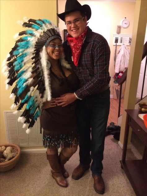 Cowboy and Indian costume. Great couples costume idea!  #couplescostume  #cowboy #indian Indians Costume, Cowboy Couple Costume, Miranda Lambert Hair, Halloween Indian, Indian Halloween Costumes, Cowboy Couple, Couple Costume Ideas, Cowboy And Indian, Costume Couples