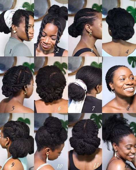 Natural Hairstyles For Office, Natural Afro Wedding Hairstyles, Natural Updo Hairstyles Wedding, Protective Styles No Added Hair, Afro Extension Hairstyles, Afro Hair Updo, Natural Hair Low Bun, Low Manipulating 4c Hair Styles, 4c Updo Hairstyles