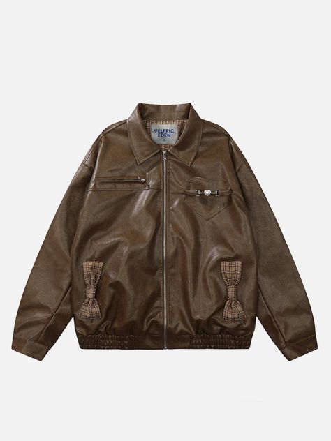 Top Streetwear Brand AelfricEden, Street fashion clothes shopping online, free shipping worldwide! Baggy Leather Jacket, Coquette Style Outfits, Brown Fall Jacket, Fall Jackets For Women, Dark Brown Jacket, Vintage Brown Leather Jacket, Swag Clothes, Town Outfits, Leather Jacket Brown