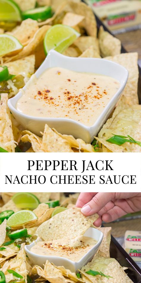 Pepper Jack Cheese Recipes, Homemade Cheese Dip, Amazing Dips, Homemade Nacho Cheese Sauce, Nachos Cheese Recipe, Nachos Cheese Dip, Guacamole Ingredients, Homemade Nachos, Bite Size Food