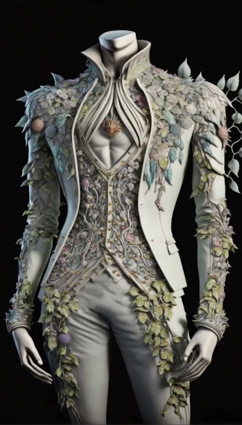 ACOTAR Spring Court inspired suit Court Outfit, Male Fairy, Spring Court, Fairy Outfit, Fantasy Dresses, Book Clothes, Fashion Suits For Men, Futuristic Fashion, Fashion Design Drawings