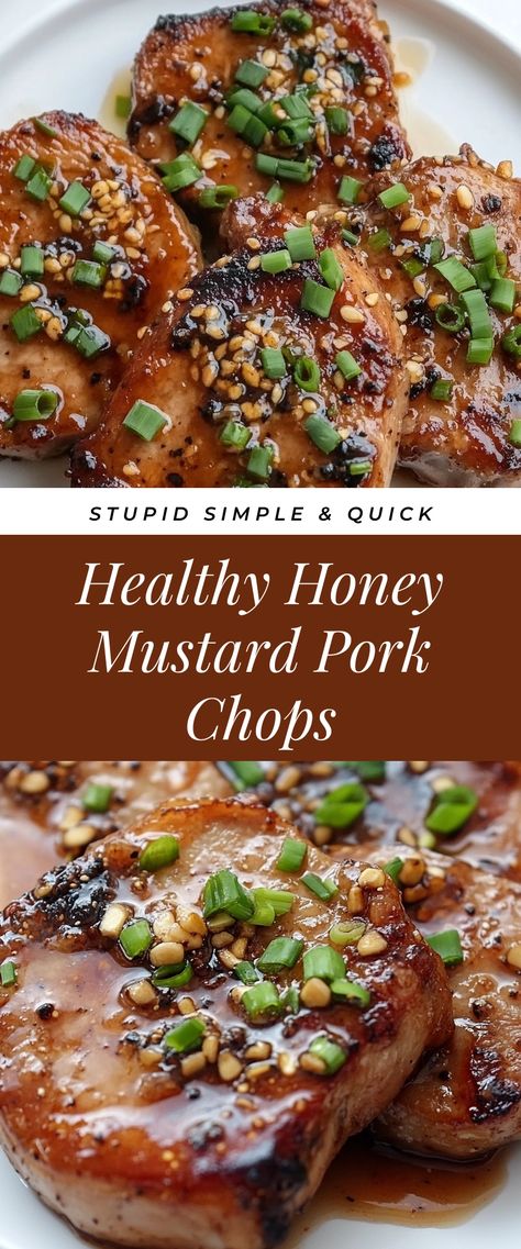 Image for Healthy Honey Mustard Pork Chops Fun Pork Chop Recipes, Macro Friendly Pork Recipes, Paleo Crockpot Pork Chops, Health Pork Chop Recipes, Cajun Pork Chop Recipes, Low Cal Pork Chop Recipes, Pork Chops Whole 30, Pork Chop And Sweet Potato Recipes, Think Pork Chop Recipes