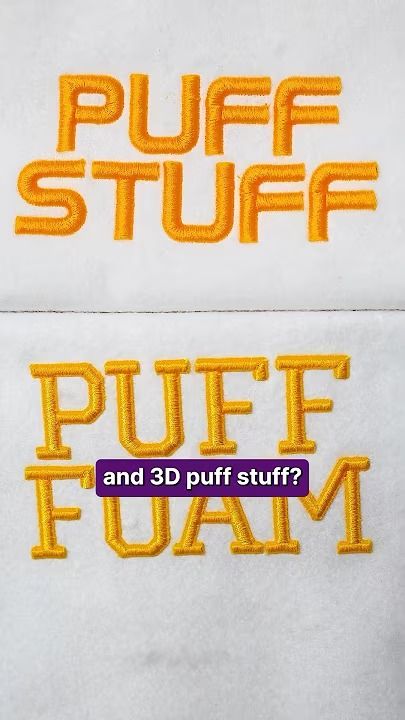 What is the difference between 3D Puff Foam & 3D Puff Stuff? #embroidery Puff Embroidery, What Is The Difference Between, Machine Embroidery, Embroidery Designs, Embroidery, Sewing