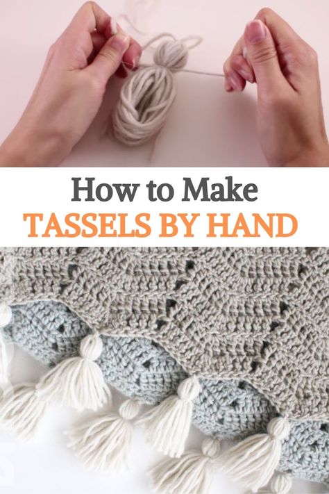 Crochet Tassels How To, How To Make A Tassel With Yarn, Tassels Diy Tutorials, Crochet Tassels, Make Tassels, Tassel Crochet, Tassel Making, Crochet Prayer Shawls, Yarn Tassel