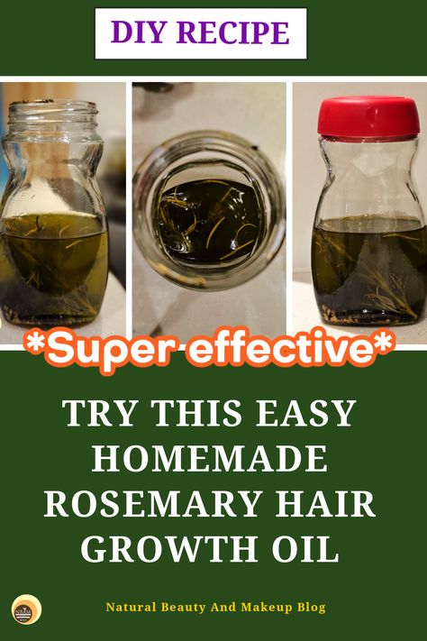 Try this easy homemade natural Rosemary hair growth oil DIY recipe for stronger, faster, longer hair. Rosemary hair oil benefits & use. How to make natural rosemary hair oil at home easily with simple ingredients. Does this homemade hair oil stop hair loss/fall? Find all your answers on Natural Beauty And Makeup blog. How To Make Homemade Hair Growth Oil, Hair Growth Oil Recipe For Natural Hair, Hair Growth Serum At Home, How To Make Rosemary Oil For Hair Growth, Rosemary For Hair Growth Diy, Rosemary Hair Oil Recipe, Diy Rosemary Oil For Hair, Rosemary Oil For Hair Growth Diy, Diy Hair Oil For Hair Growth