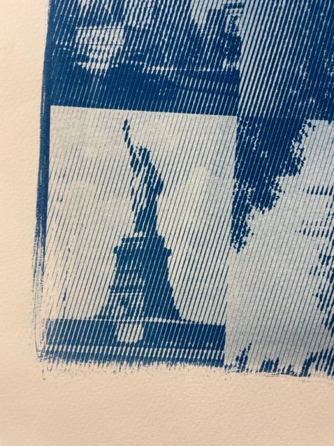 Some print work cyanotype screen print blue halftone new york paper brush work Screen Printing Halftone, Screen Print Aesthetic, Photographic Screen Printing, Drawing Fluid Screenprinting, One Color Screen Print, Screenprinting Ideas, Screen Printing Graphic Design, Halftone Graphic, Halftone Art