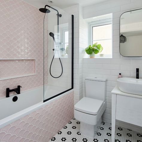 Bathroom Inspiration Decor, Girls Bathroom, Pink Bathroom, Bathroom Renos, Porcelain Mosaic, Dream House Decor, Dream Home Design, Bathroom Inspiration, House Inspiration