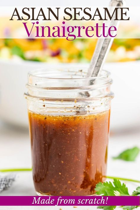 Discover the secret to vibrant, flavorful salads with Asian sesame vinaigrette. This easy-to-make dressing is perfect for adding a zesty touch to your dishes. Chinese Salad Dressing, Easy Asian Salad, Ginger Asian, Sesame Vinaigrette, Chinese Salad, Delicious Sauces, Asian Salad Dressing, Asian Dressing, Salad Dressing Recipes Healthy