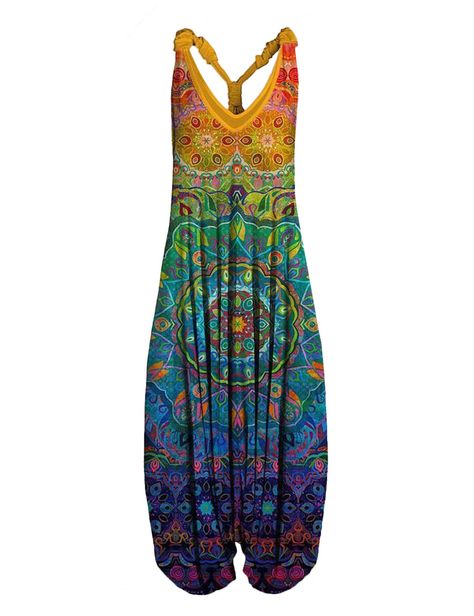 PRICES MAY VARY. Bohemian Jumpsuit Women Size：Asian size.We recommend to order 1 or 2 sizes larger. Material：Polyester.Our harem jumpsuits for women are made of premium quality fabrics that will stretch in all directions and keep you dry with our moisture wicking fabric. Design： Bohemian sleeveless jumpsuit that will bring you enthusiasm, you can choose from a variety of colors, loose wide-leg stretch fabric, and plus size design suitable for everyone Match：These african jumpsuits for women colo Jumper Patterns For Women, Jumpsuit Damen Elegant, Long Overalls, Purple Jumpsuit, Boho Plus Size, Harem Jumpsuits, Boho Jumpsuit, Suits Clothing, Casual Jumpsuit