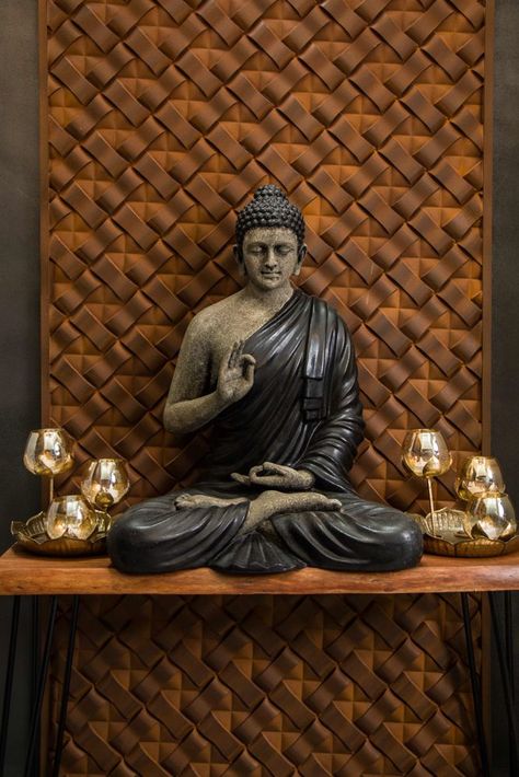 Buddha Decor Ideas, Buddha Statue Home Entrance, Buddha Statue Decor, Wall Statue, Buddha Statue Garden, Buddha Statue Home, Buddha Wall Decor, Buddha Home Decor, Statue Decor