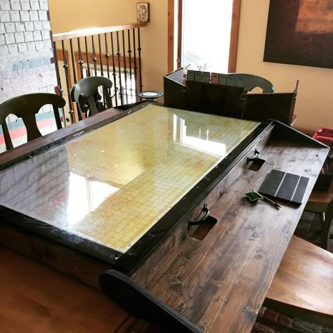 Foldable Dnd Table, Dnd Gaming Table Diy, Dnd Table Setup, Dungeons And Dragons Game Room, D&d Game Room, Dnd Basement, Dnd Table Diy, D&d Table, Dnd Setup