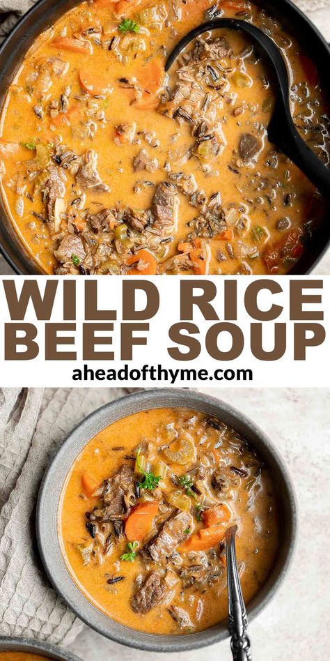 Wild Rice And Beef Recipes, Creamy Beef Soup Recipes, Easy One Pot Soup, Steak Soup, Wild Rice Soup Recipes, Stews Recipes, Wild Rice Recipes, Leftover Roast Beef, Steak And Rice